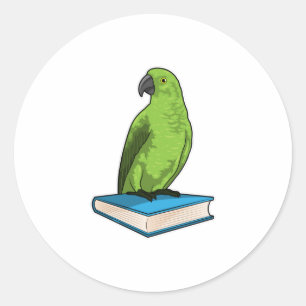 Parrot med Bok Runt Klistermärke
