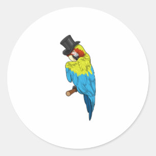 Parrot med Cylinder Runt Klistermärke