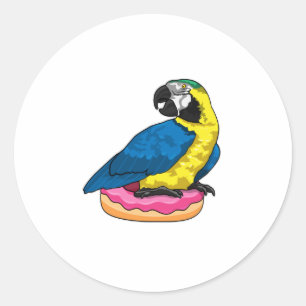 Parrot med Donut Runt Klistermärke