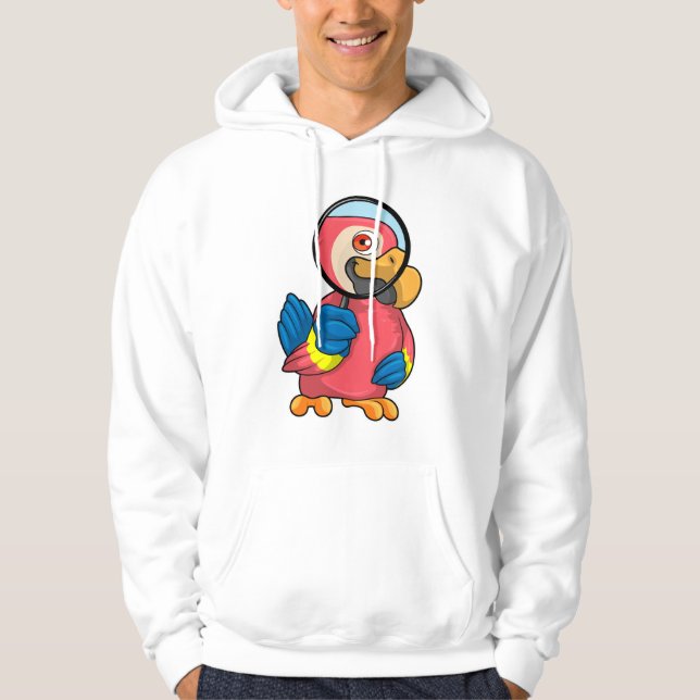 Parrot med förstoringsglas hoodie (Framsida)