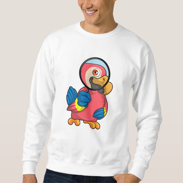 Parrot med förstoringsglas lång ärmad tröja (Framsida)