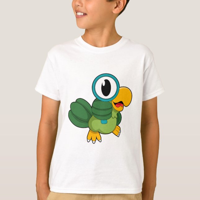 Parrot med förstoringsglas t shirt (Framsida)