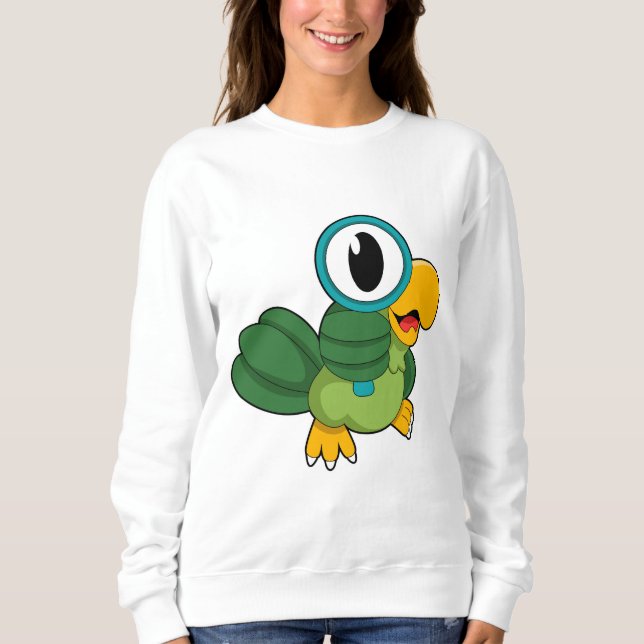 Parrot med förstoringsglas t shirt (Framsida)