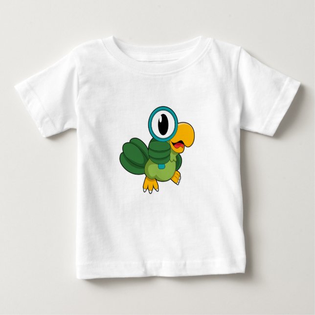 Parrot med förstoringsglas t shirt (Framsida)