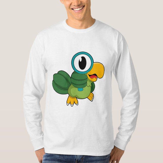 Parrot med förstoringsglas t shirt (Framsida)
