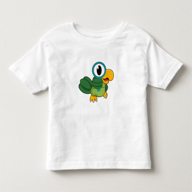 Parrot med förstoringsglas t shirt (Framsida)