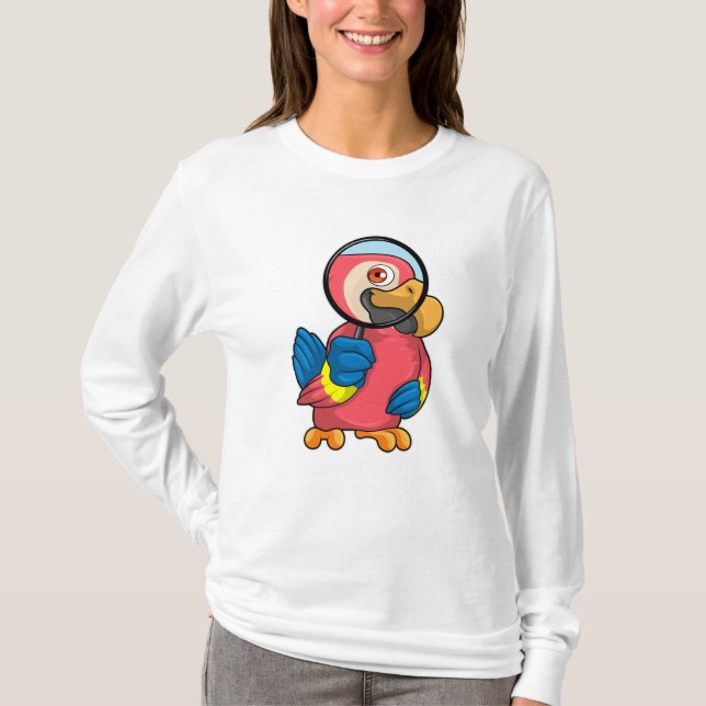 Parrot med förstoringsglas t shirt (Framsida)