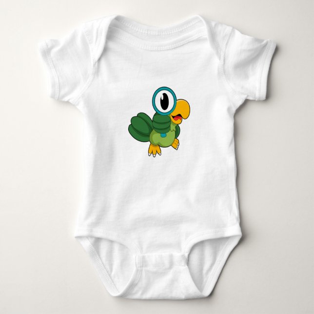 Parrot med förstoringsglas t shirt (Framsida)