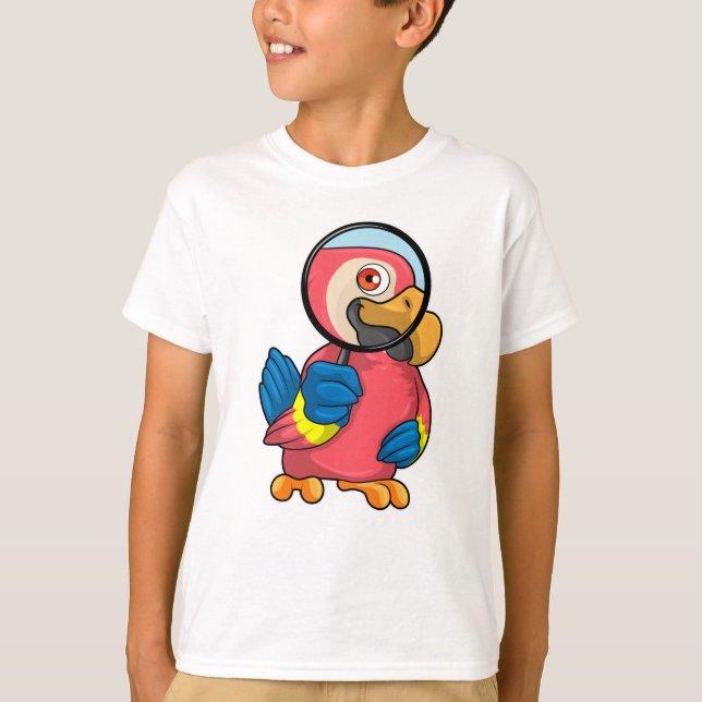 Parrot med förstoringsglas t shirt (Framsida)