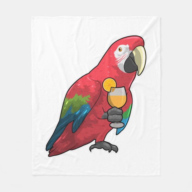 Parrot med glas Orange saft Fleecefilt (Framsidan)
