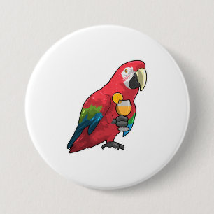 Parrot med glas Orange saft Knapp