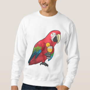 Parrot med glas Orange saft Lång Ärmad Tröja