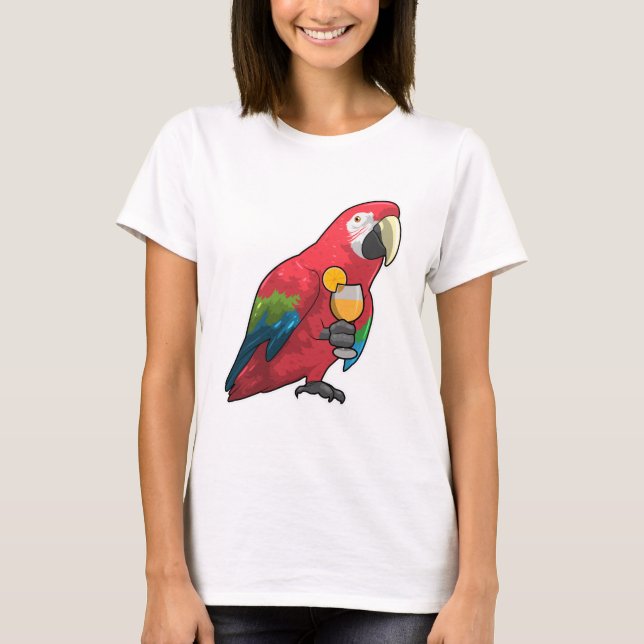 Parrot med glas Orange saft T Shirt (Framsida)