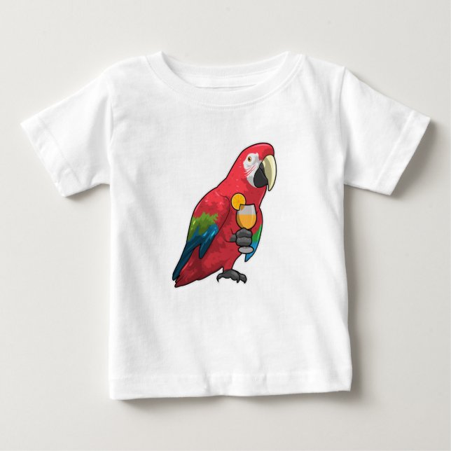 Parrot med glas Orange saft T Shirt (Framsida)