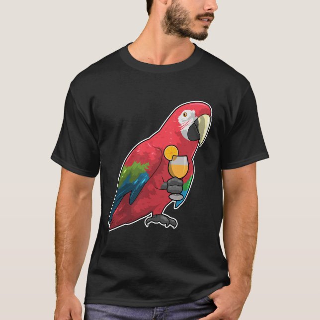 Parrot med glas Orange saft T Shirt (Framsida)