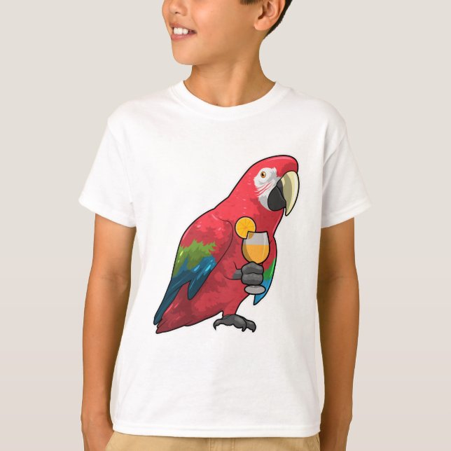 Parrot med glas Orange saft T Shirt (Framsida)
