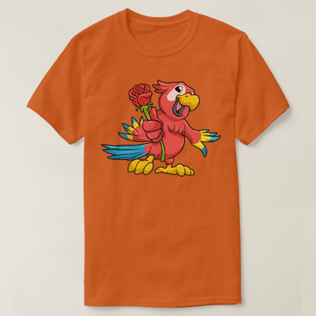 Parrot med gult Beak och röd ros 2 T Shirt (Design framsida)