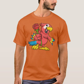 Parrot med gult Beak och röd ros 2 T Shirt