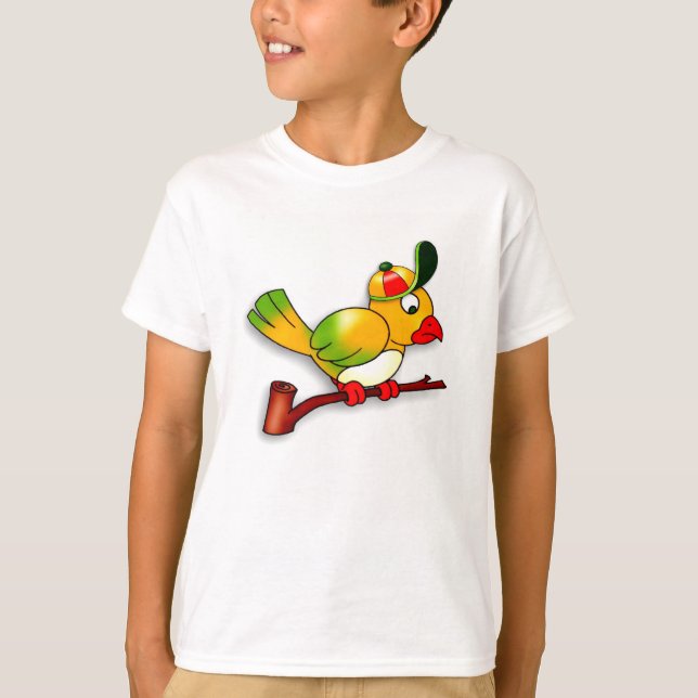 Parrot med Hat On Tee Shirt (Framsida)