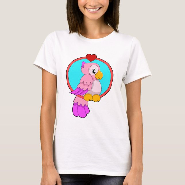 Parrot med Heart T Shirt (Framsida)