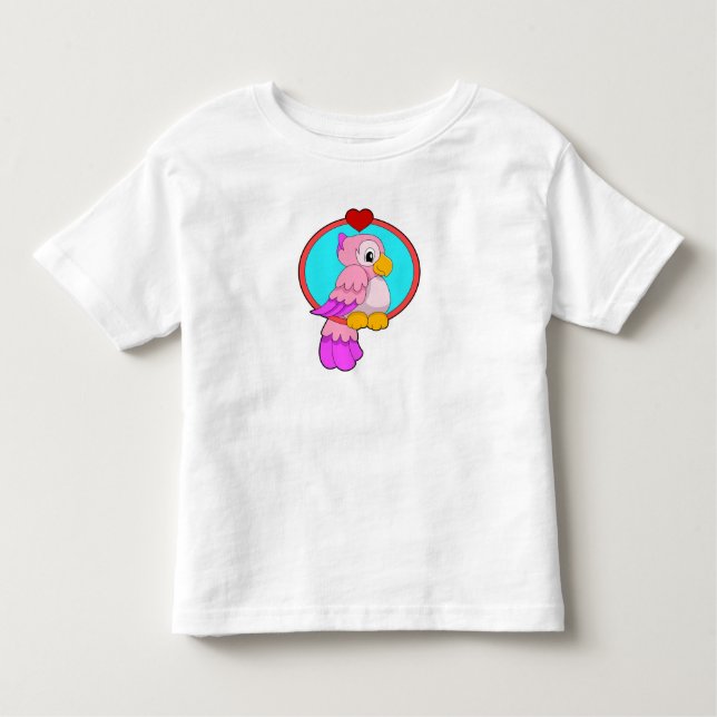 Parrot med Heart T Shirt (Framsida)
