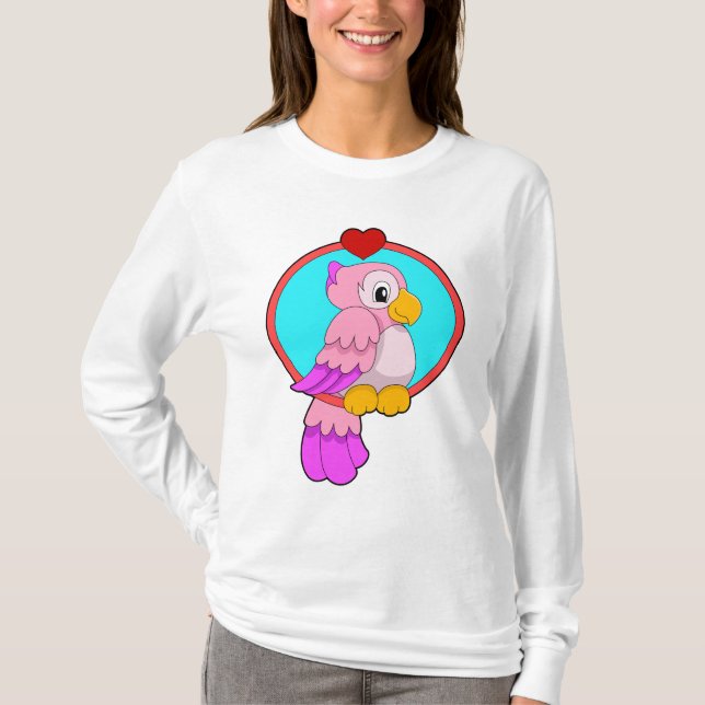 Parrot med Heart T Shirt (Framsida)
