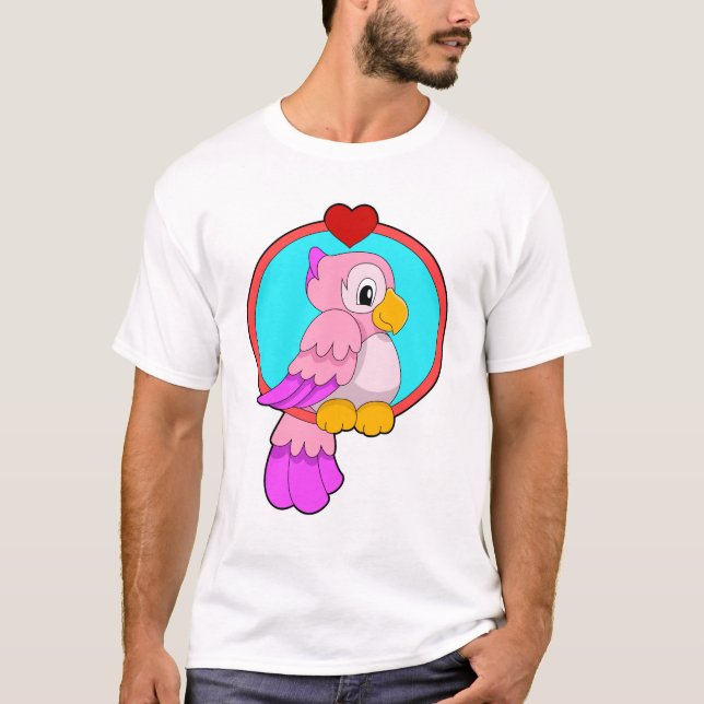Parrot med Heart T Shirt (Framsida)