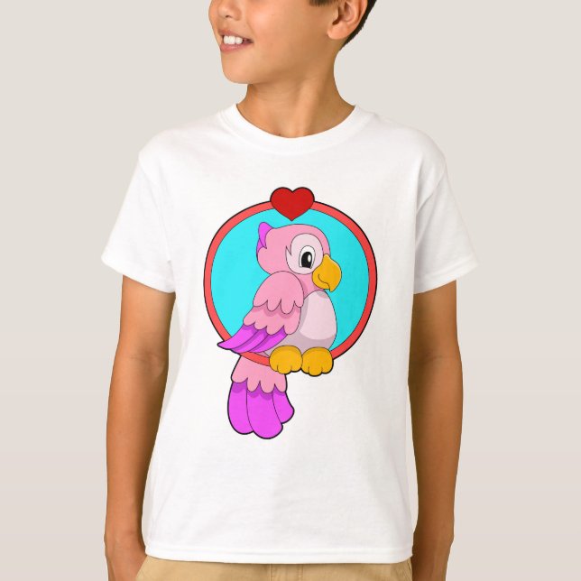 Parrot med Heart T Shirt (Framsida)