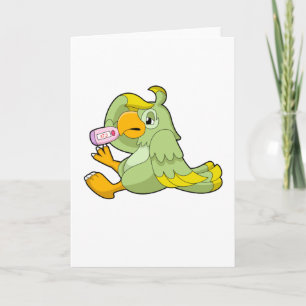 Parrot med klinisk termometer kort