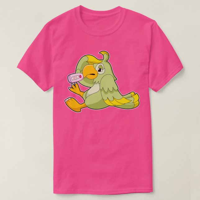 Parrot med klinisk termometer t shirt (Design framsida)