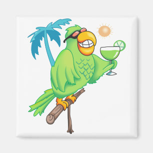 Parrot med kocktail magnet