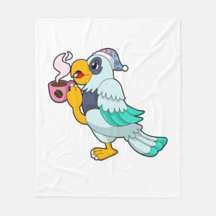 Parrot med Kopp i kaffe Fleecefilt