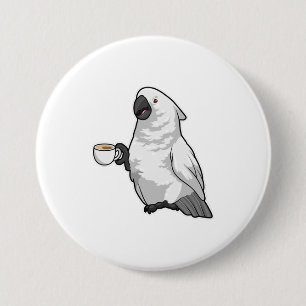 Parrot med Kopp i kaffe Knapp
