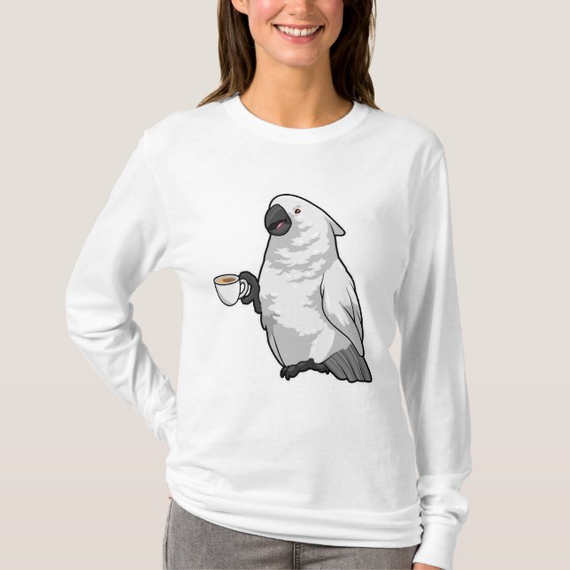Parrot med Kopp i kaffe T Shirt (Framsida)