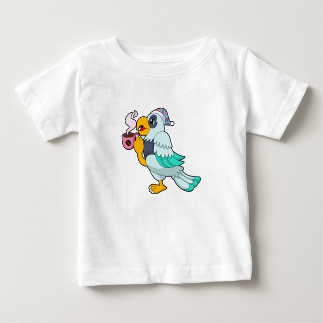 Parrot med Kopp i kaffe T Shirt (Framsida)