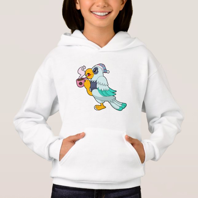 Parrot med Kopp i kaffe T Shirt (Framsida)