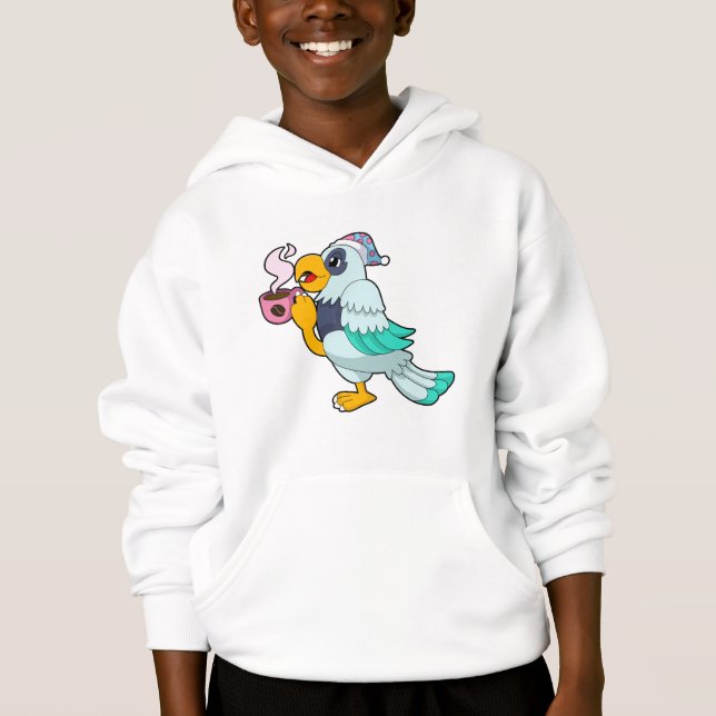 Parrot med Kopp i kaffe T Shirt (Framsida)
