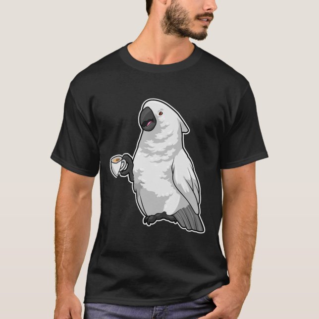 Parrot med Kopp i kaffe T Shirt (Framsida)