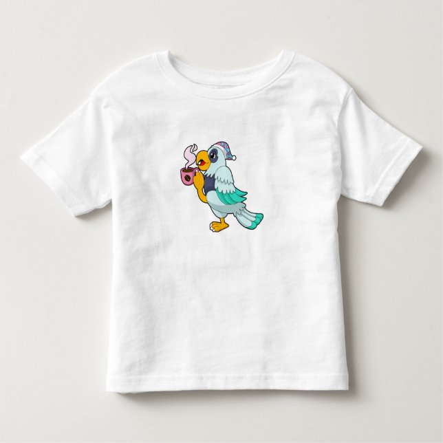 Parrot med Kopp i kaffe T Shirt (Framsida)