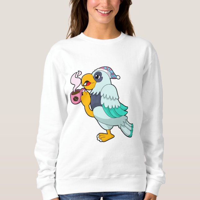 Parrot med Kopp i kaffe T Shirt (Framsida)
