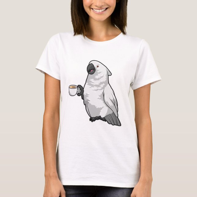 Parrot med Kopp i kaffe T Shirt (Framsida)