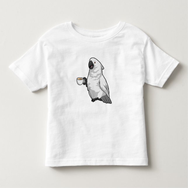 Parrot med Kopp i kaffe T Shirt (Framsida)