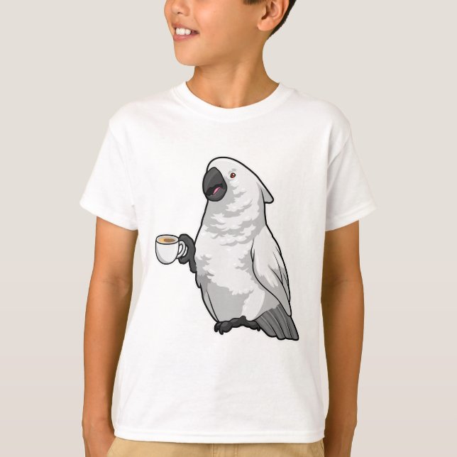 Parrot med Kopp i kaffe T Shirt (Framsida)