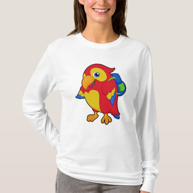 Parrot med ryggsäck t shirt (Framsida)