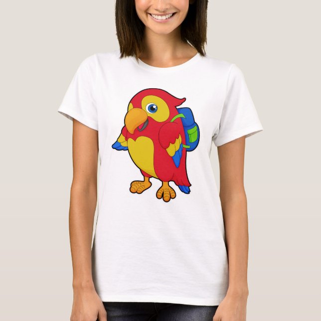 Parrot med ryggsäck t shirt (Framsida)