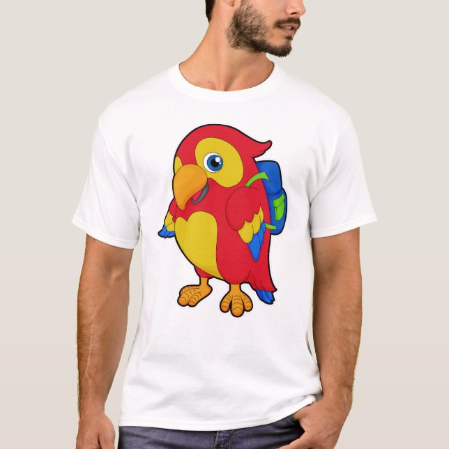 Parrot med ryggsäck t shirt (Framsida)