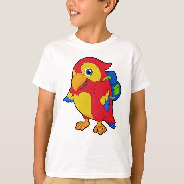 Parrot med ryggsäck t shirt (Framsida)