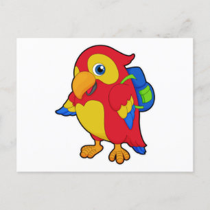Parrot med ryggsäck vykort
