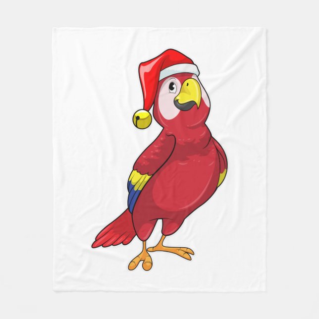 Parrot med Santa hat Fleecefilt (Framsidan)