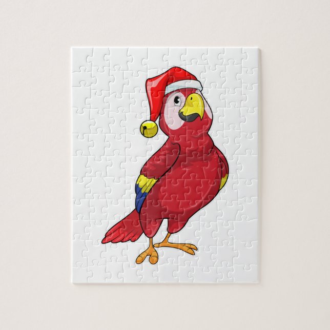 Parrot med Santa hat Pussel (Vertikal)